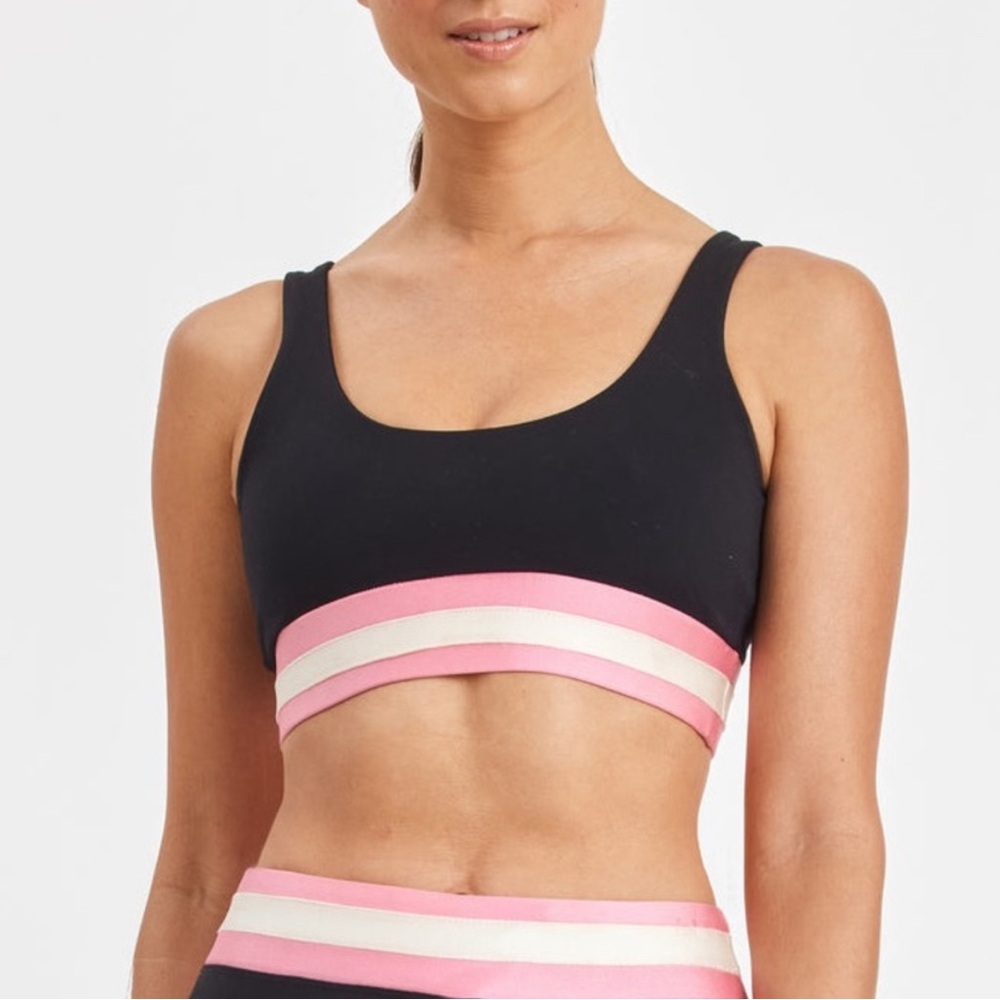 Ayda Pink Striped Black Jackson Sports Bra Women’s Size Large